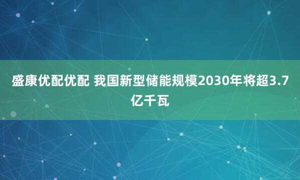 盛康优配优配 我国新型储能规模2030年将超3.7亿千瓦